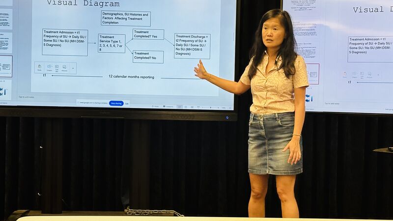 Dr. Treena Becker giving a seminar on using machine learning for substance use disorder treatment